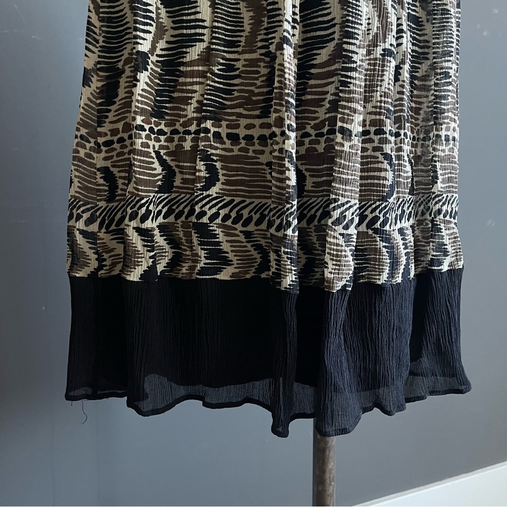 90s Talbots Silk Tiered Midi Skirt Abstract Animal Print Elastic Waist - Picture 3 of 5